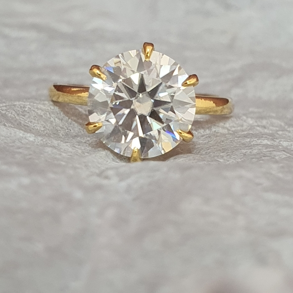 3 Ct-9.5mm Round Moissanite Engagement Ring - Picture 2 of 9